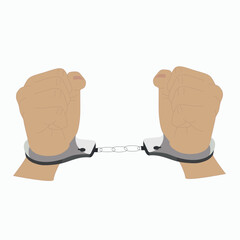 Handcuffs icon. 3d illustration from crime collection. Human in jail. Prisoner concept. Criminal. Hands, free, unlocked, freedom, justice, broken chain, handcuffs. Good for poster.