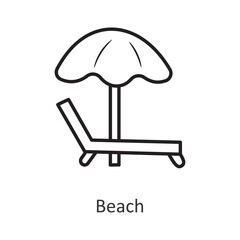 Beach Vector outline Icon Design illustration. Travel Symbol on White background EPS 10 File