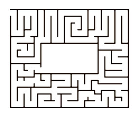 Simple line maze or labyrinth on white background. Vector illustration. Education logic game for kids. Brain trainer. Find the way and right solution for exit.