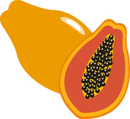 Fototapeta premium Colorful cartoon food fruit papaya