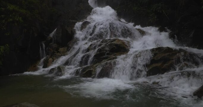 krating waterfall on the mountain national park in the rainy season at chanthaburi thailand 4k video
