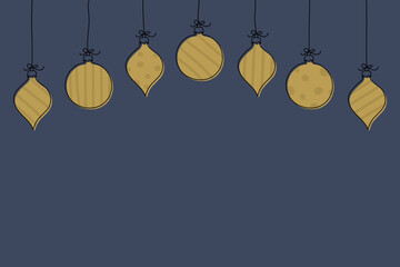 Christmas background with hand drawn baubles. Vector