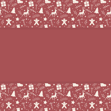 Concept of an empty background with festive ornaments. Christmas design. Vector