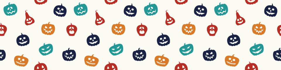 Halloween banner with funny pumpkins. Wallpaper. Vector