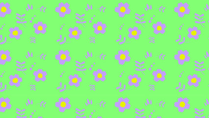 Illustration of german camomile-like flowers. Light green background for wrapping paper, luncheon mats, etc.