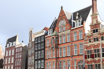 Amsterdam Nieuwezijds Voorburgwal Street Historic House Facades View, Netherlands