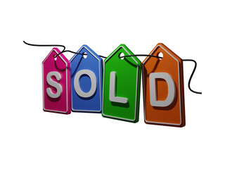 tag colorful sold 3d rendering transparent background