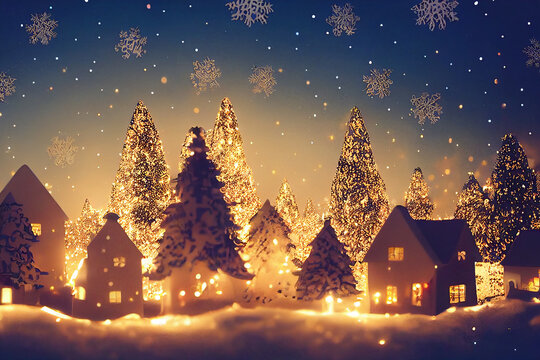 Christmas winter night scenery.