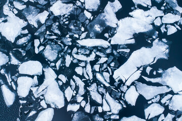 Open water fractured shelf ice from a melting glacier