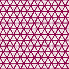 Seamless pattern of drawn light triangles on a dark pink background. For fabric, sketchbook, wallpaper, wrapping paper.	