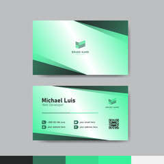 Green and white business identity card template concept