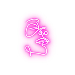 one line face woman neon icon
