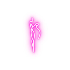 one line body woman neon icon