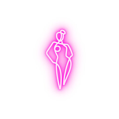 one line body woman neon icon