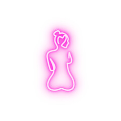 one line body woman neon icon