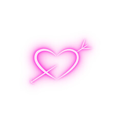 heart pierced with arrow sketch neon icon