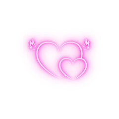 hearts with wings sketch neon icon