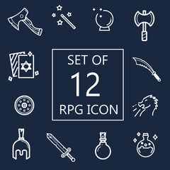Set of one line RPG icons.