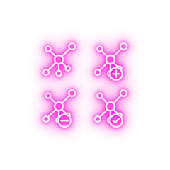 molecules plus check minus sign neon icon
