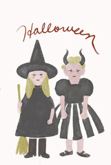 haloween の仮装をする女の子