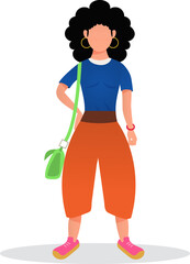 Vector flat image of a young girl. Design for cards, avatars, posters, backgrounds, templates, textiles.