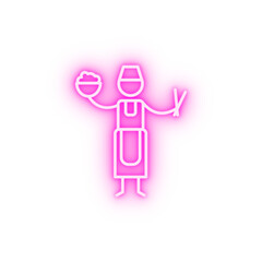 Chinese food waitress neon icon