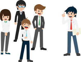 Salary Man Speaking in front of colleagues and supervisors.