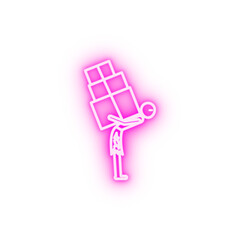 Poor man worker neon icon