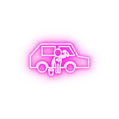 child wash car neon icon