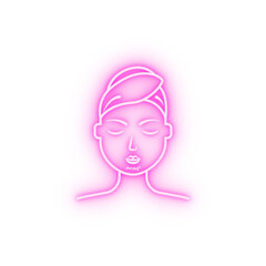 facial hair women neon icon
