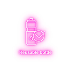 Reusable bottle neon icon