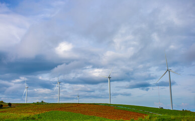 Wind farms for generating electricity, a clean alternative energy that does not cause pollution and...