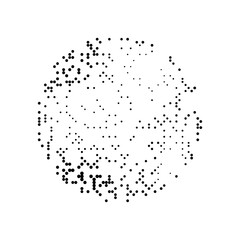 Vector circle from chaotic dots. Halftone and noisy speckle.
