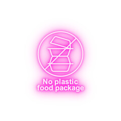 No plastic food package neon icon