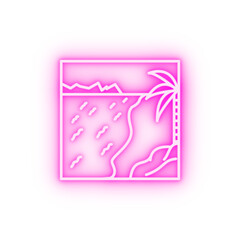 beach outline neon icon