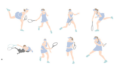 Fototapeta na wymiar Female Tennis Player Set.