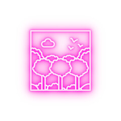 forest outline neon icon