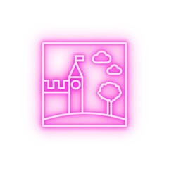 castle outline neon icon