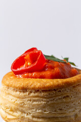 vol au vent with bell pepper cream