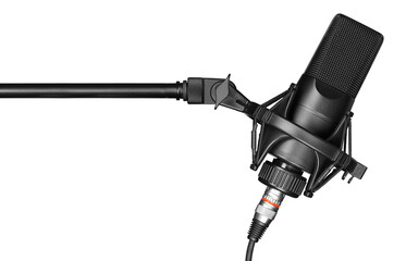 Black studio Microphone. Modern mic - Powered by Adobe