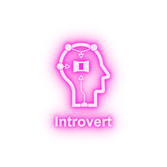 Human mind introvert neon icon