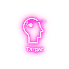 Human mind target neon icon