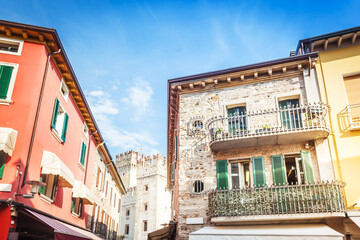 Residential buildings in Sirmione town near lake Garda in Italy - 534944976