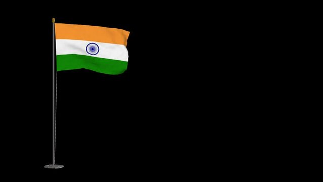 Animated video of India flag waving in the wind with alpha channel