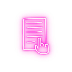 hand and a piece of paper sketch neon icon