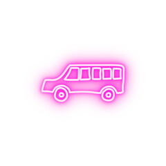 school bus sketch neon icon