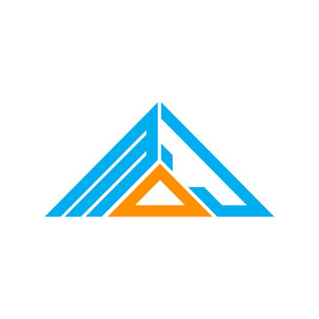 MOJ letter logo creative design with vector graphic, MOJ simple and modern logo in triangle shape.