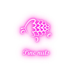 Crustaceans fruit pine nuts neon icon