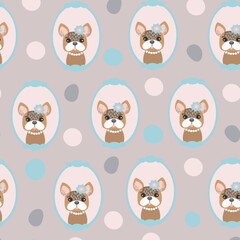 Obraz premium seamless pattern with puppy bulldog