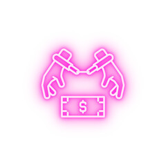 Obraz premium Bribe clamp hand neon icon